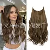 Cabelo Longo Cacheado Ondulado com Linha Transparente, Fábrica de Origem, Peruca Estilo Europeu e Americano, Estilo Linha de Pesca com Presilhas