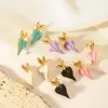 Brincos Populares de Coração de Pêssego com Gotejamento de Óleo Transfronteiriços para Mulheres, Brincos de Temperamento em Cores Contrastantes, Brincos de Aço Titânio de Alta Qualidade