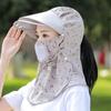 Gorra de ciclismo con protección solar que no se vuela, para verano, para mujer, de ala ancha, protección para el cuello, sombrero de sol transpirable, sombrero de sol para exteriores, integrado con cubrefaz
