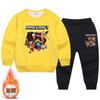Conjunto de Moletom Infantil Outono Primavera e Outono 2023 Novo Forrado com Fleece Espessado Tamanhos Pequenos e Médios Estilo Ocidental Outono e Inverno Moda Infantil Masculina