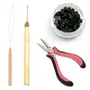 Conjunto de Ferramentas Alicates para Perucas, Alicates para Extensão de Cabelo, Agulha de Crochê, Ferramenta de Miçangas com Anel de Silicone, Conjunto de Ferramentas para Extensão de Cabelo, No Atacado em Estoque