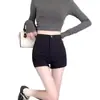 Shorts externos pretos sexy e quentes para mulheres, hot pants de cintura alta de verão que levantam o bumbum, leggings elásticos que cobrem o quadril para figuras pequenas