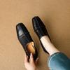 Zapatos Planos Suaves de Piel de Vaca de Primera Capa, Nuevos Zapatos Planos Hechos a Mano Retro con Pliegues y Boca Profunda, Mocasines de Piel Genuina, Zapatos para Mujer