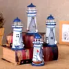 Tres Tamaños: Grande, Mediano y Pequeño. Faro de Lata Océano Brillante, Decoración para el Hogar Estilo Mediterráneo, Artesanía de Hierro de Moda