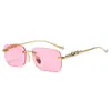 Gafas de sol cuadradas de moda europea y americana de lujo con cabeza de leopardo, sin montura, borde cortado, unisex, protección UV