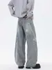 Jeans Scimitar Estampado de Estrelas Estilo Americano Outono 2025 Lavado Tendência Hip-Hop Estilo Bf Calças de Perna Larga Emagrecedoras para Homens