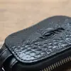 Estuche para Llave de Coche de Cuero de Vaca de Primera Capa con Acabado Aceite y Cera para Hombres, Estuche para Llaves con Patrón de Cocodrilo Retro para Mujeres, Estilo de Pareja Piel Genuina