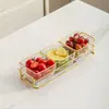 Plato de fruta de vidrio de lujo ligero, plato creativo para aperitivos de sala de estar para el hogar, plato para aperitivos de frutas secas, plato de postre, plato de fruta para caramelos