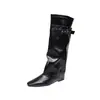 Botas Altas de Punta Fina Estilo Retro para Mujer 2026 Otoño/Invierno Nuevo Estilo Botas Calentadoras de Pierna con Hebilla Botas Altas Hasta la Rodilla Botas de Montar Botas de Moda