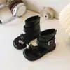 Sandalias de Deslizamiento Cuadradas Personalizadas, Modernas Sandalias Planas Nuevas de Estilo Primavera para Niños con Puntera Redonda Semi-Cubiertas con Lazo Zapatos de Princesa
