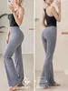 Pantalones de fitness de cintura alta, elásticos, ligeramente acampanados para mujer, diseñados para realzar las caderas y crear una silueta con forma de durazno, adecuados para Pilates, correr y otros deportes, y se pueden usar como ropa exterior