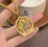 Pingente de Cobre Flor de Lótus Esmaltada Banhado a Ouro Zaki Lamu Deus da Riqueza Estilo Xizang Colar Estilo Chinês