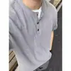 Verão novo gola henley manga curta seda gelo camiseta masculina waffle respirável high-end business maré comércio exterior transfronteiriço atacado