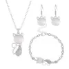 Moderna y Popular Joyería para Traje, Elegante Collar de Circonia Incrustada con Diamantes, Combinación de Aretes y Anillo, Joyería para Banquetes de Boda