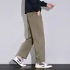 Pantalones casuales versátiles para hombre, pantalones deportivos holgados de otoño, nuevos pantalones cropped de color liso, pantalones de pierna recta que realzan la altura