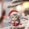 Nuevos Adornos Planos 2D de Gato Lindo Decoraciones Colgantes de Acrílico de Navidad Árbol de Navidad Ventana Decoraciones Colgantes de Navidad