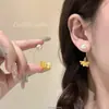 Pendientes de Flor Tejida Estilo Resort Vacacional Romano para Mujer, Clips para Orejas, Pendientes Elegantes de Gama Alta, Clavos Exagerados de Playa