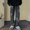Pantalones vaqueros lavados Old Cross para hombre, primavera y otoño, estilo americano, retro, de marca, rectos, holgados, casuales