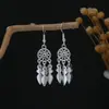 Pendientes Miao Étnicos de Borla Larga Estilo Nuevo, Pendientes Exagerados de Declaración de Moda Estilo Étnico de Plata Miao de Lujo Ligero