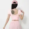 Novo Conjunto de Yoga Feminino com Bojos, Costas Cruzadas em Renda Bonitas, Manga Curta, Cintura Alta, Emagrecedor, Esportivo, Conjunto de Saia Plissada