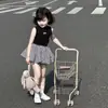 Ropa para Niñas 2026, Elegante Pequeña Princesa, Chaleco de Moda Estilo Dulce de Academia, Falda Abullonada a Cuadros, Conjunto de Redes Sociales