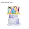 Conjunto de Talheres de Mesa para Festa de Aniversário de Seis Princesas Prato de Papel Guardanapo de Papel Copo de Papel Faca Garfo Colher Bandeira Puxada Decoração de Bandeirolas Suprimentos