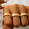 Moda Ins Simples Coração Diamante Aço Inoxidável Anel de Trevo de Quatro Folhas Feminino Anel de Alta Qualidade Banhado a Ouro 18K Joia
