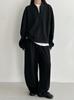Ns Otoño e Invierno Estilo Perezoso Dinero Viejo Nuevo Sudadera Cepillada Relajada + Pantalones Cimitarra Traje Casual de Dos Piezas 2107