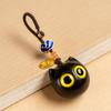 Llavero de coche con diseño de gato de ébano, bonito colgante para bolso o cadena de teléfono móvil, joyería creativa y personalizada.