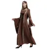 S-5XL, estilo europeo y americano, vestido con capucha de estilo retro medieval de corte, escote cuadrado, mangas acampanadas y falda amplia