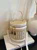 Bolso Cubo Tejido a Mano para Mujer, Versátil Estilo Nuevo, Bolso de Lujo de Alta Gama para Mujer, Bolso Cruzado Cilíndrico de Nicho