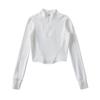 Celebridad de internet manga larga otoño e invierno medio cierre ropa de yoga chaqueta camiseta adelgazante ajustada secado rápido top deportivo moda