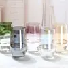 Jarrón de vidrio transparente iridiscente estilo ins nórdico con boca ancha, decoración para sala de estar para arreglos florales, disponible para venta al por mayor