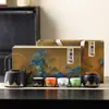 Juego de té de cerámica gruesa para vigas y ollas, juego para el hogar, tetera de cerámica Thousand Li Jiangshan, accesorios para ceremonia del té, Festival de Medio Otoño, venta al por mayor, regalos pequeños