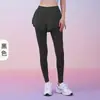 Mallas de yoga de dos piezas falsas con bolsillos integrados, pantalones de fitness transpirables y amigables con la piel, pantalones de yoga de cintura alta que levantan los glúteos para mujer