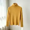 Novo Suéter de Malha Gola Alta Cor Sólida Feminino de Outono, Camisa Básica Slim Fit, Top Interno de Manga Longa, Direto da Fábrica