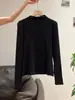 Camiseta Base Básica de Manga Larga con Cuello Alto Sencillo de Color Sólido para Mujer Otoño e Invierno Ajustada Prenda Interior Ropa para Mujer