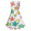 Aliexpress Impressão Digital 3D Roupas de Menina Vestido de Princesa Estrela de Cinco Pontas Assimétrico Casual Gola Redonda Sem Mangas