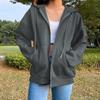Amazon Europeu e Americano Oversized Ombro Manga Zíper Suéter Com Capuz Independent Station Cardigan Feminino Suéter Com Capuz