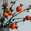 Ornamentos de Frutas de Romã Artificiais de Alta Qualidade para Decoração de Sala de Estar e Entrada, Galhos de Romã Artificiais com Flores e Frutas da Fortuna