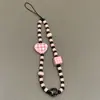 Cadena para Teléfono Móvil con Cuentas Ins Corazón Universal Cadena Colgante de Cámara Ccd Lanyard Colgante para Chicas Funda de Teléfono Móvil Nueva Tendencia