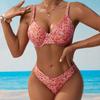 Traje de baño bikini estampado europeo y americano nuevo transfronterizo 2025 para mujer, bikini sexy de playa junto al mar, traje de baño dividido