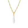 Collar Clavícula Colgante de Concha Forma de Gota Oumika Acero Inoxidable Chapado en Oro de 18 Quilates Collar Simple de Lujo Ligero Collar para Mujeres