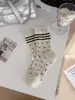 Calcetines Finos de Verano para Mujer, Calcetines Holgados de Punto Calado de Lunares hasta la Mitad de la Pantorrilla, Calcetines Largos Versátiles Estilo Miu Coreano, Calcetines de Algodón Puro para Mujer
