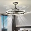 Nueva luz de ventilador de lujo ligero para comedor y sala de estar, luz principal de dormitorio minimalista italiana, luz de ventilador de techo integrada para dormitorio