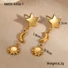 NIMAI sentido del diseño estrella estrella de cinco puntas patrón de luna estilo ins pendientes dulces geniales pendientes de acero inoxidable oro de 18k venta al por mayor