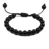 Pulseras Trenzadas de Piedra Volcánica Negra para Hombres y Mujeres 8mm Cadena Azul Personalizada Cuerda de Mano de Pareja En Stock Tendencia