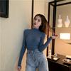 Tricô Gola Alta para Mulheres 2024 Outono e Inverno Estilo K Novo Tricô para Usar por Baixo Mangas Compridas Interno Slim Pulôver Top Trbottomy