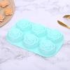 Molde de silicona de grado alimenticio para seis pasteles con diseño floral, herramientas para hornear de bricolaje para el hogar, molde de silicona para hielo