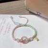 Novo Estilo Étnico Chinês Corda de Mão Rosa Pêssego Yao Yao Yao Pulseira Pulseira com Fivela Segura Melhor Amigo do Casal Pulseira Trançada